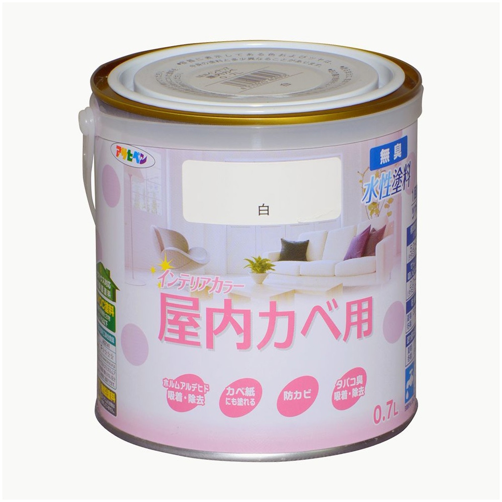 NEW水性インテリアカラー屋内カベ アサヒペン 白色 1缶(0.7L) 【通販