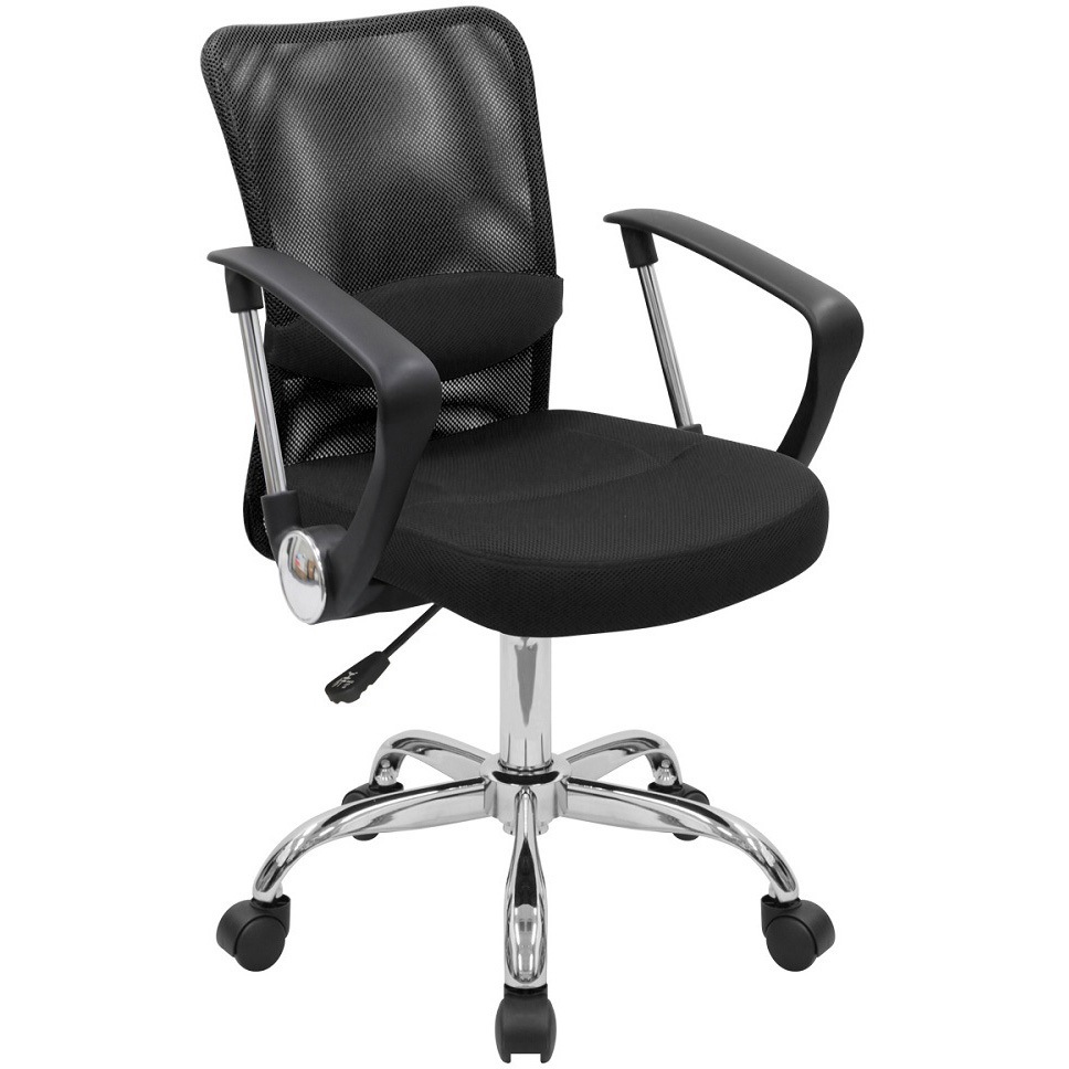 AMⅡ-001-A-BK メッシュチェアAMⅡ カグクロ キャスターあり 肘掛あり ブラック色 寸法560×535×840-935mm