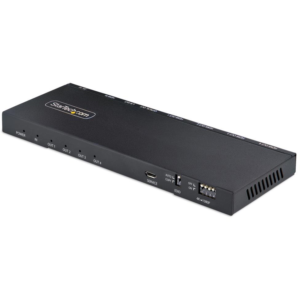 HDMI-SPLITTER-44K60S ビデオスプリッター/4K60Hz HDMI 2.0/1入力4出力/スケーラー内蔵/3.5mm & 光オーディオ/4画面同時出力 1個 StarTech.com 【通販モノタロウ】