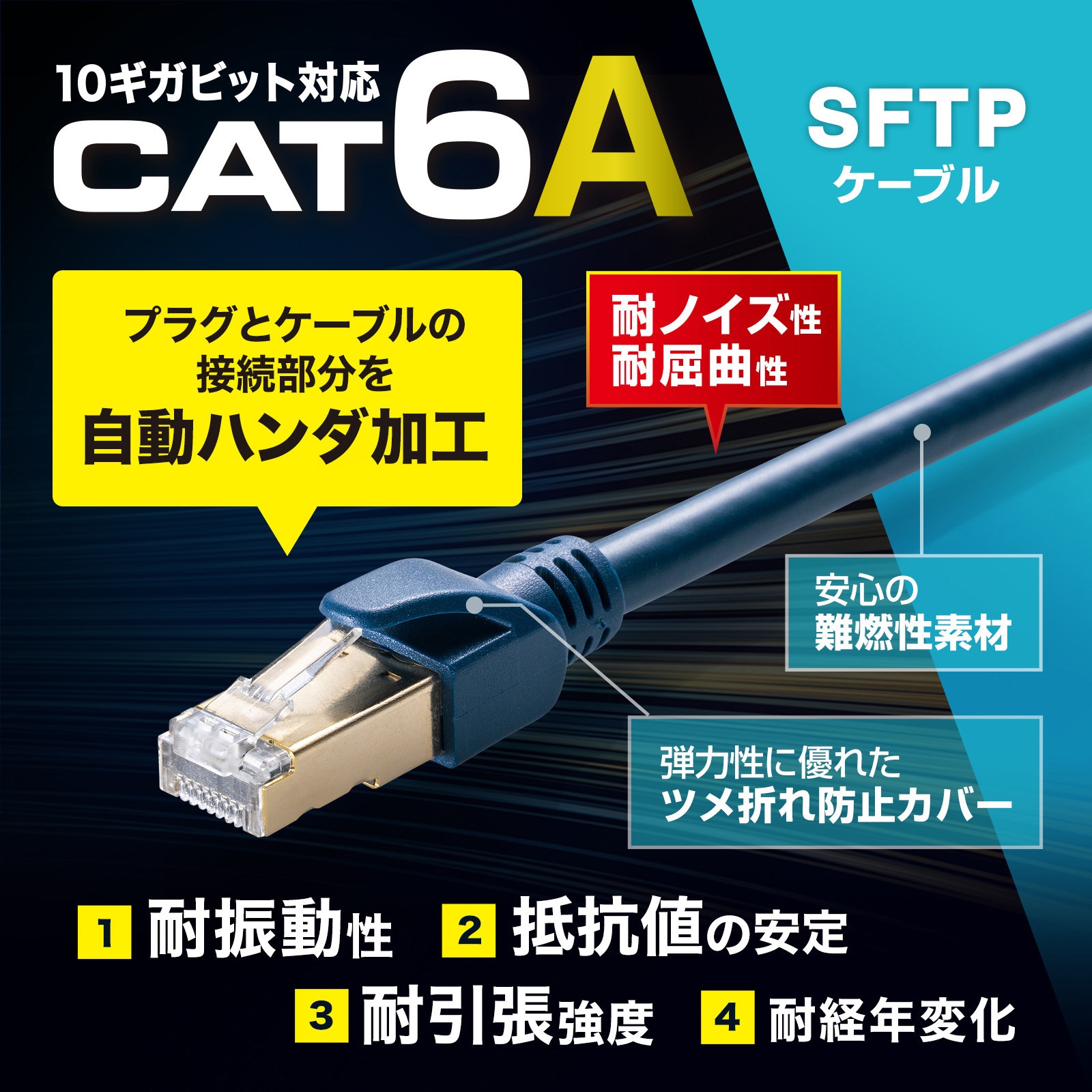 KB-HS6A-20NV LANケーブル サンワサプライ カテゴリーCAT6A RJ-45