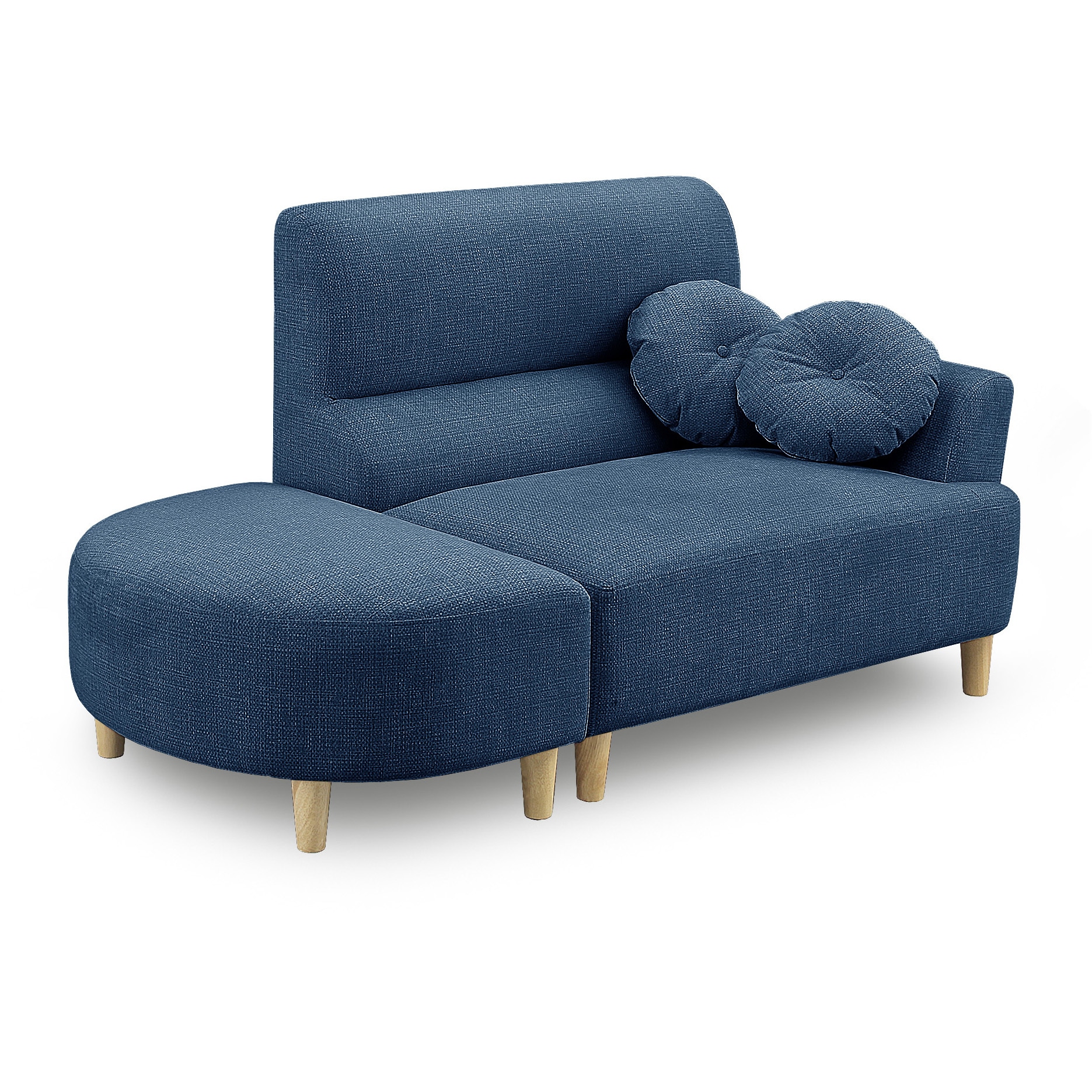 比較的に傷に強い素材のSofa ポトスⅡ(組立設置) ADESSO 2P+半円stool仕様 DBL(ダークブルー)色 高さ820mm幅1650mm奥行830mm