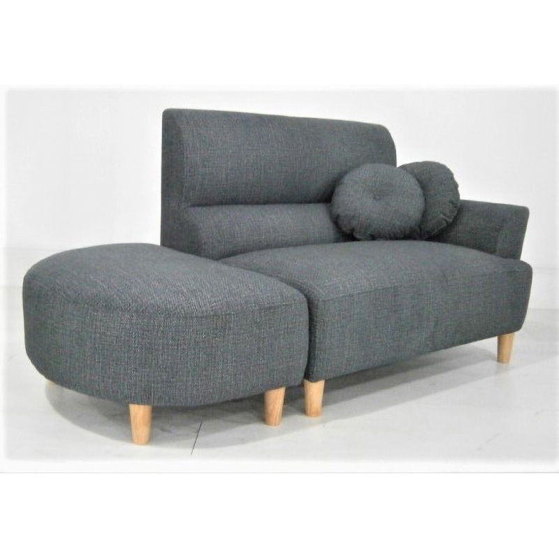 比較的に傷に強い素材のSofa ポトスⅡ(組立設置) ADESSO 2P+半円stool仕様 DGY(ダークグレー)色 高さ820mm幅1650mm奥行830mm