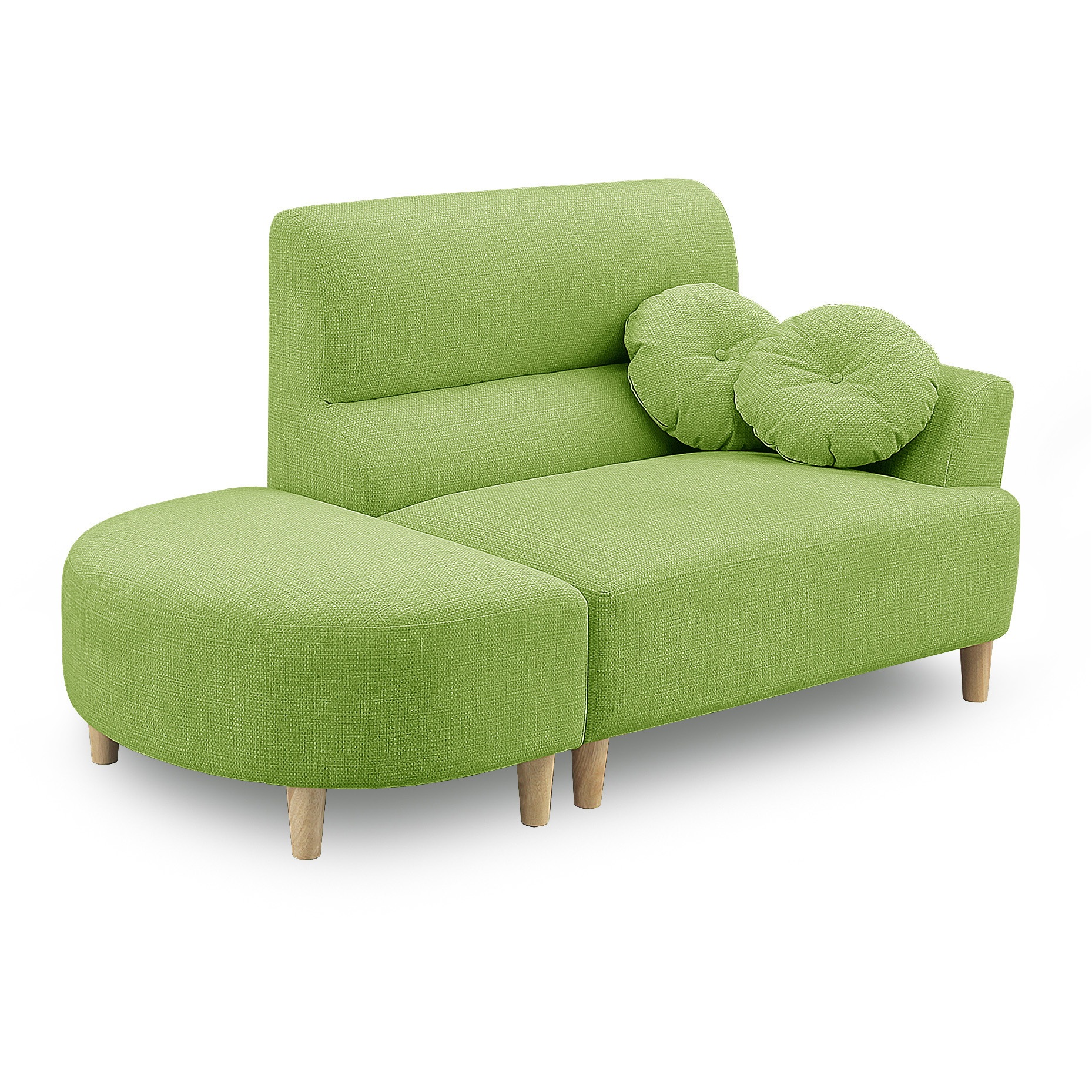 比較的に傷に強い素材のSofa ポトスⅡ(組立設置) ADESSO 2P+半円stool仕様 GN(グリーン)色 高さ820mm幅1650mm奥行830mm