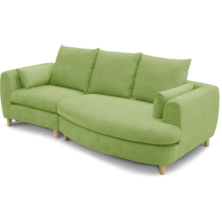 比較的に傷に強い素材のSofa ラスタ(組立設置) ADESSO カウチソファ2点仕様 GN(グリーン)色 高さ80mm幅2150mm奥行80～100mm