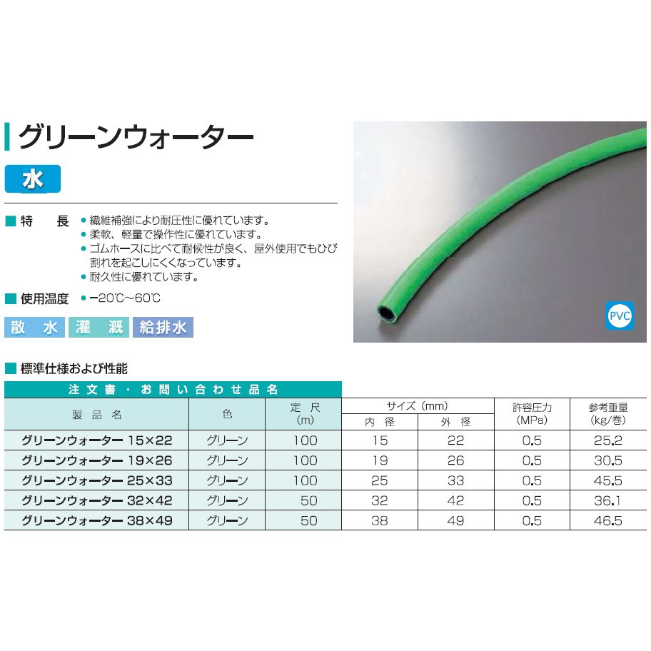 プラス・テク グリーンウォーター GW-25 100m 定尺品 プラステク グリーンウォーター GW-25 100m の通販 | 資材調達支援