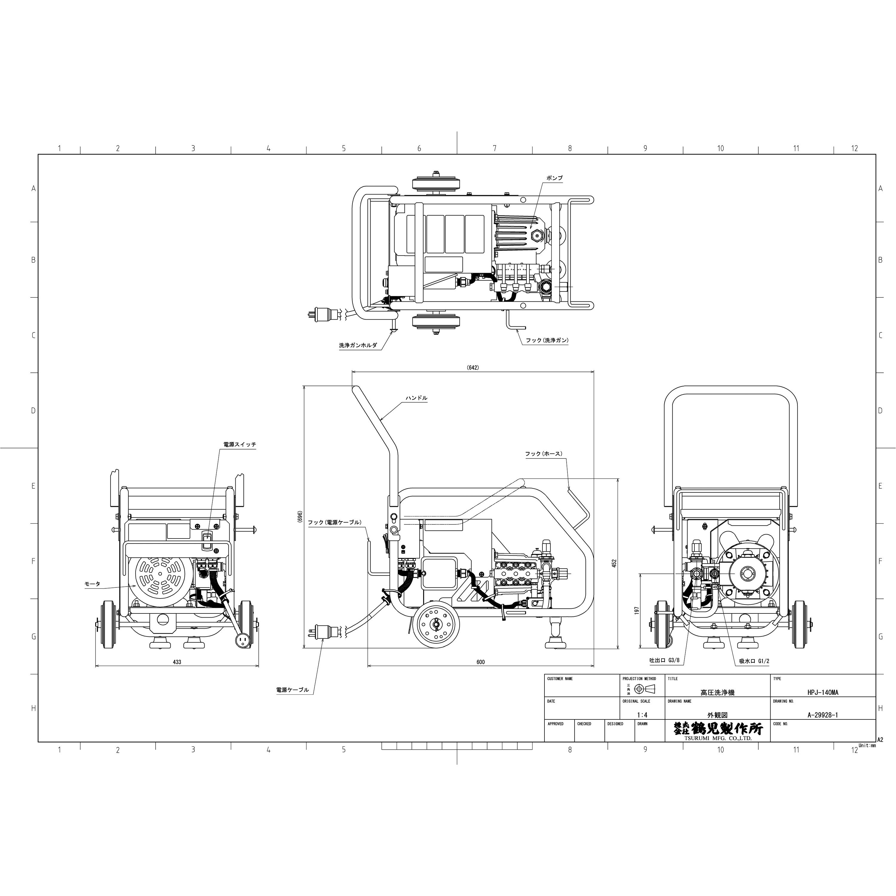 HPJ-140MA Cセット 高圧洗浄機 (モータ駆動・スタンダードタイプ