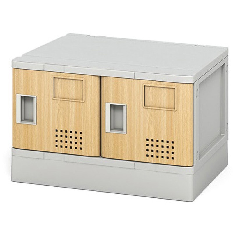 TJL-S-21M 樹脂ロッカー2列1段扉付棚無(配送組立サービス付) アイリスチトセ 寸法520×355×310mm (扉)木目色 幅520mm奥行355mm高さ310mm  TJL-S-21M