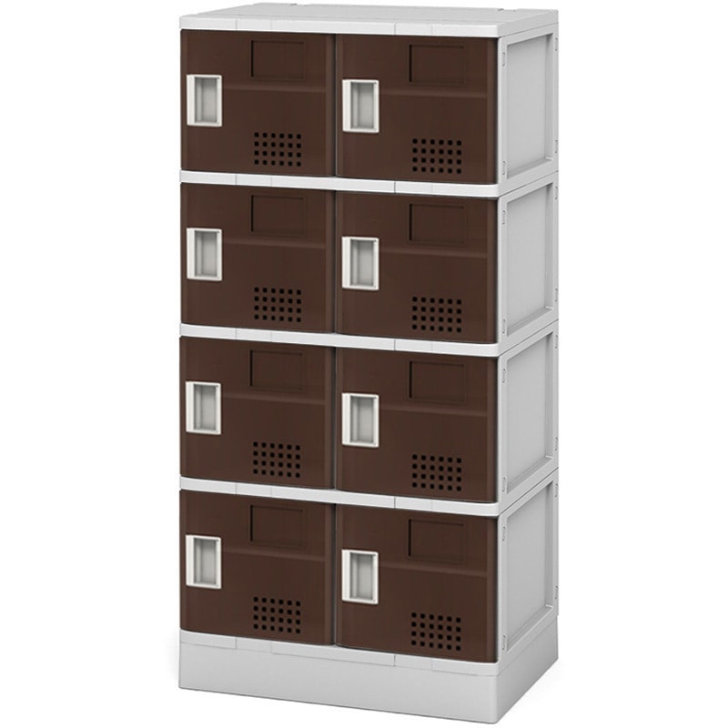 TJL-S-24ST 樹脂ロッカー2列4段扉付棚付 アイリスチトセ 寸法520×355×1030mm 人数8人 (扉)クリアブラウン色 幅520mm奥行355mm高さ1030mm  TJL-S-24ST