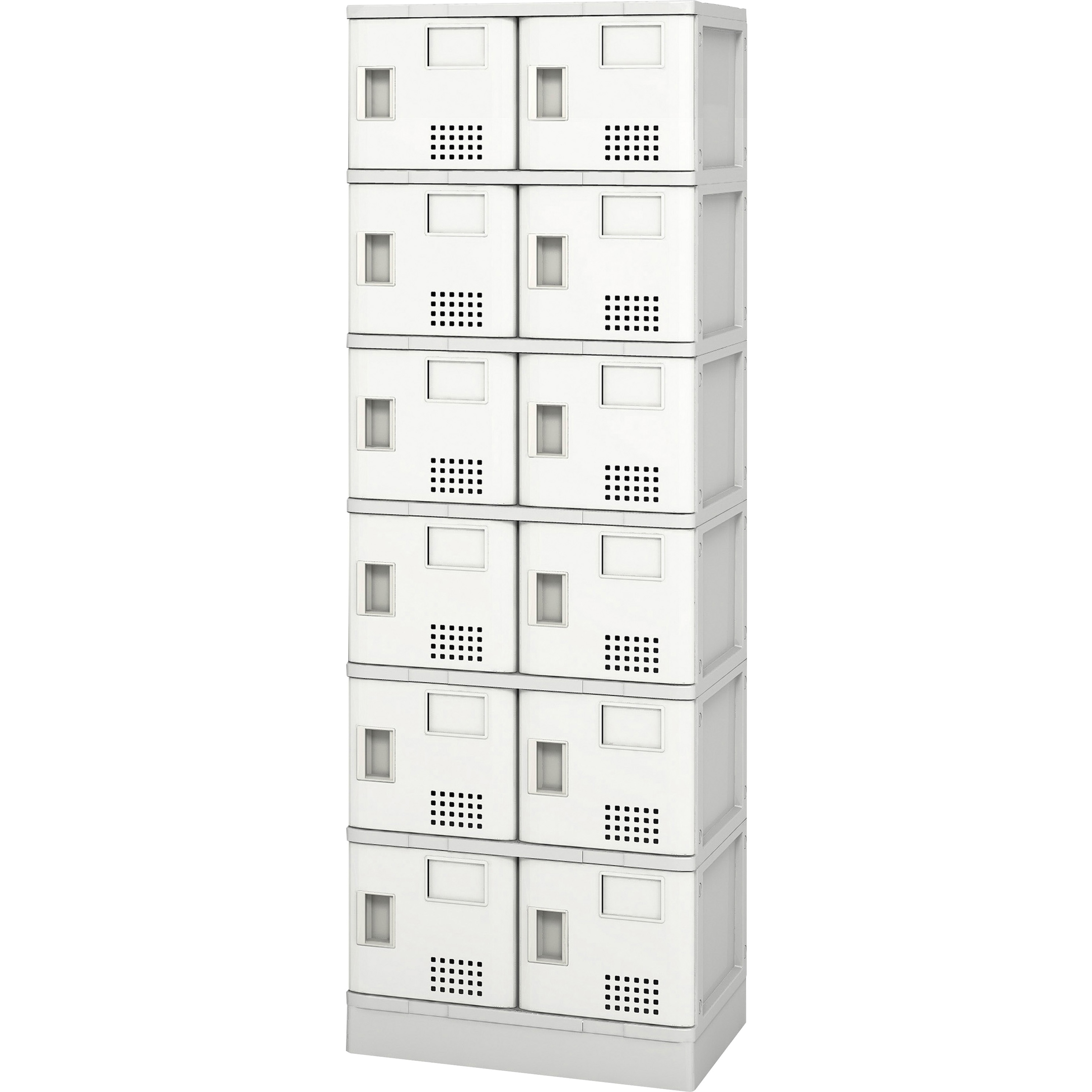 TJL-S-26ST 樹脂ロッカー2列6段扉付棚付 アイリスチトセ 寸法520×355×1510mm 人数12人 (扉)ライトグレー色 幅520mm奥行355mm高さ1510mm  TJL-S-26ST
