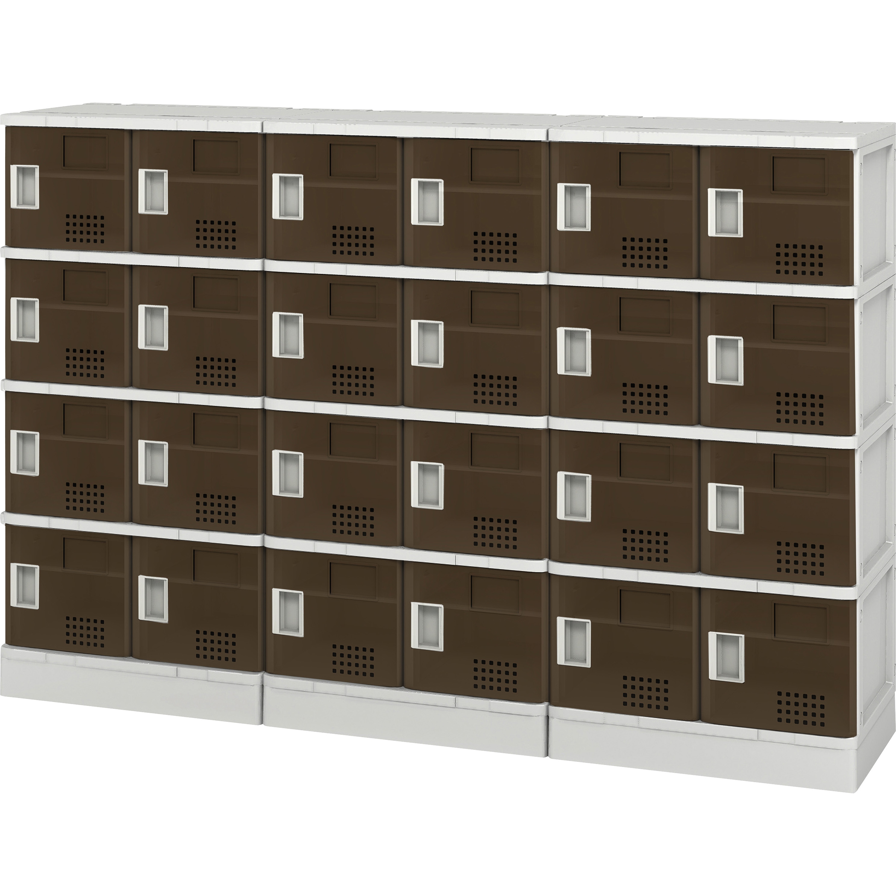 TJL-S-64ST 樹脂ロッカー6列4段扉付棚付(配送組立サービス付) アイリスチトセ 寸法1560×355×1030mm 人数24人 (扉)クリアブラウン色 幅1560mm奥行355mm高さ1030mm  TJL-S-64ST