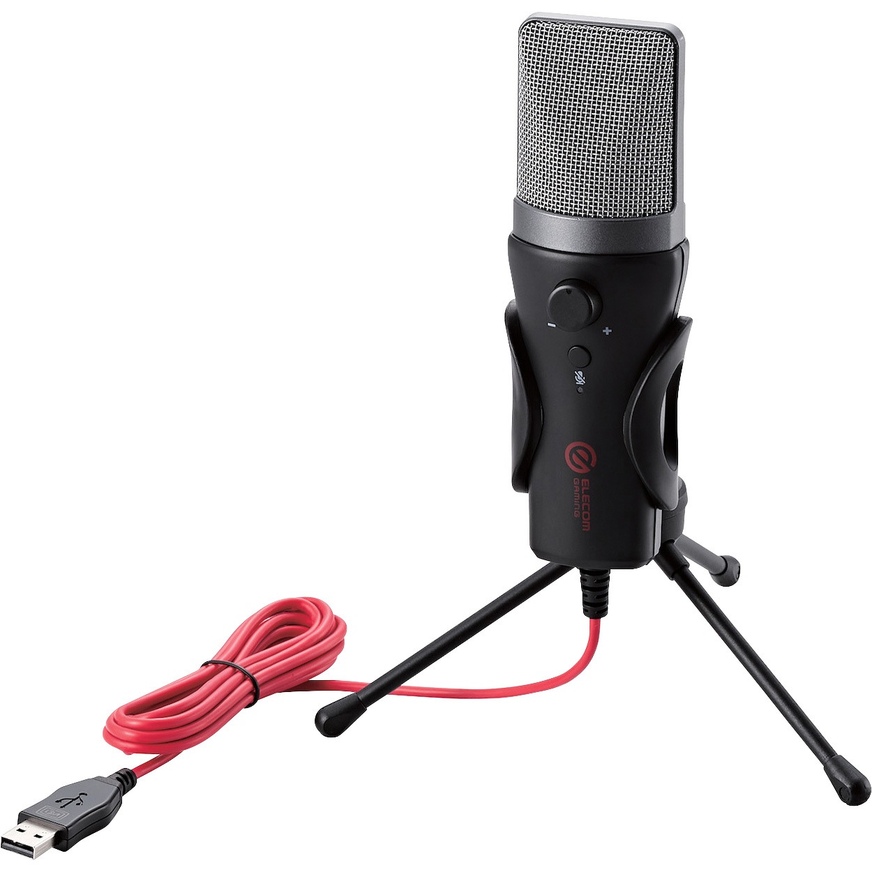 HS-MC13UBK コンデンサーマイク USB接続 ミュートスイッチ付き 単一