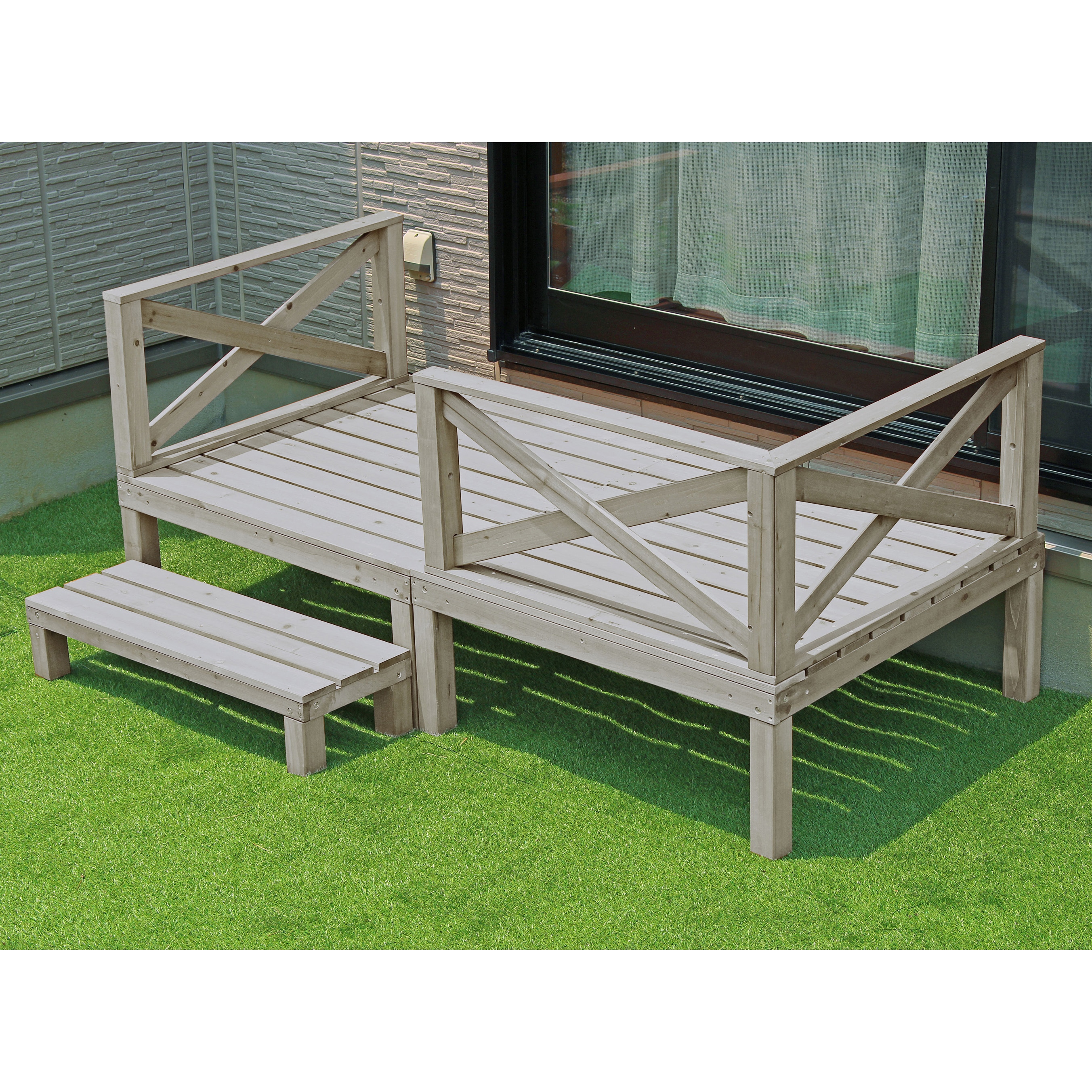 天然木ウッドデッキ 0.5坪セット ワンモード 縁台/ベンチ/デッキ