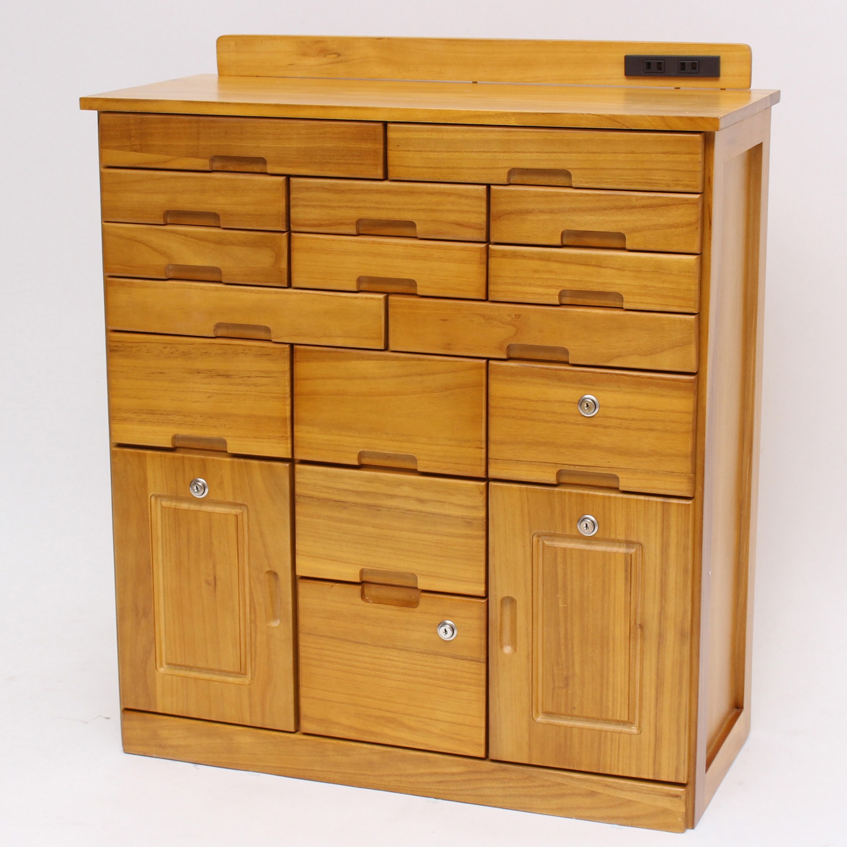 TAN-106-72LBR 桐製引出しいっぱいマルチラック Vita ライトブラウン色 高さ830mm幅720mm奥行320mm