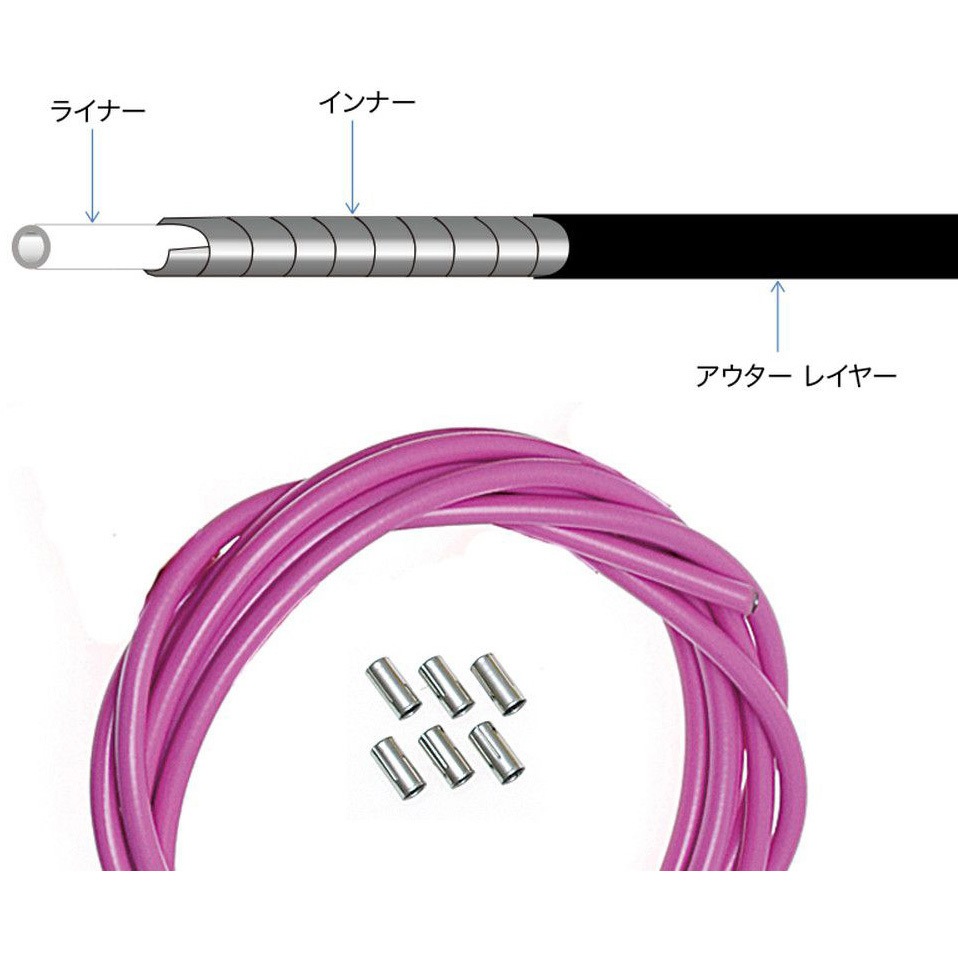 激安！新品 100袋セット　カラーアウターケーブル ＆ ブレーキワイヤーカスタム 日泉 ( ニッセン ) 機械式ケーブル類 ﾌﾞﾚｰｷｱｳﾀｰ ｽﾃﾝ平線ﾀｲﾌﾟ
