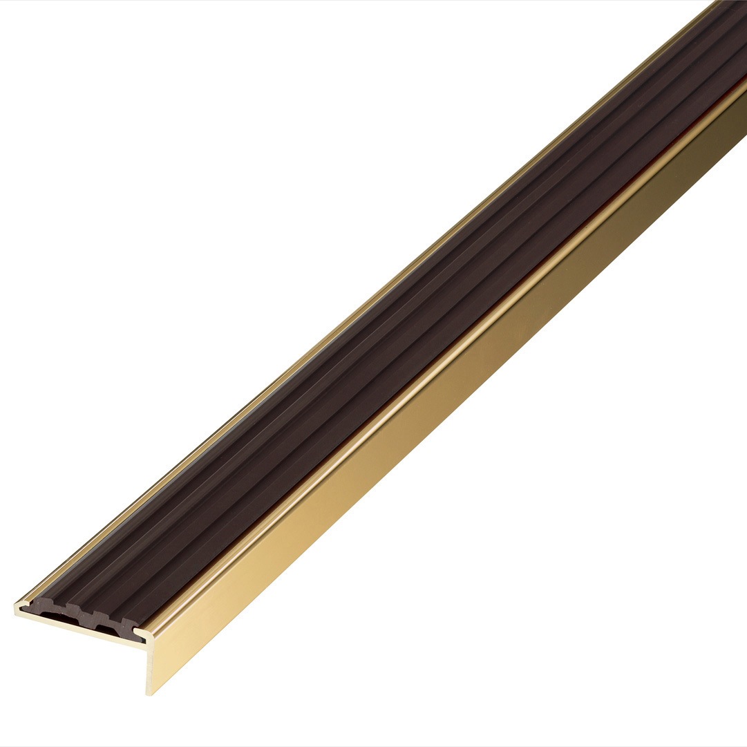 10-135S(D) アシステップ 階段滑り止め 真鍮製ノンスリップ  タイヤ付 塩ビタイル・長尺シート用 アシスト 長さ2m