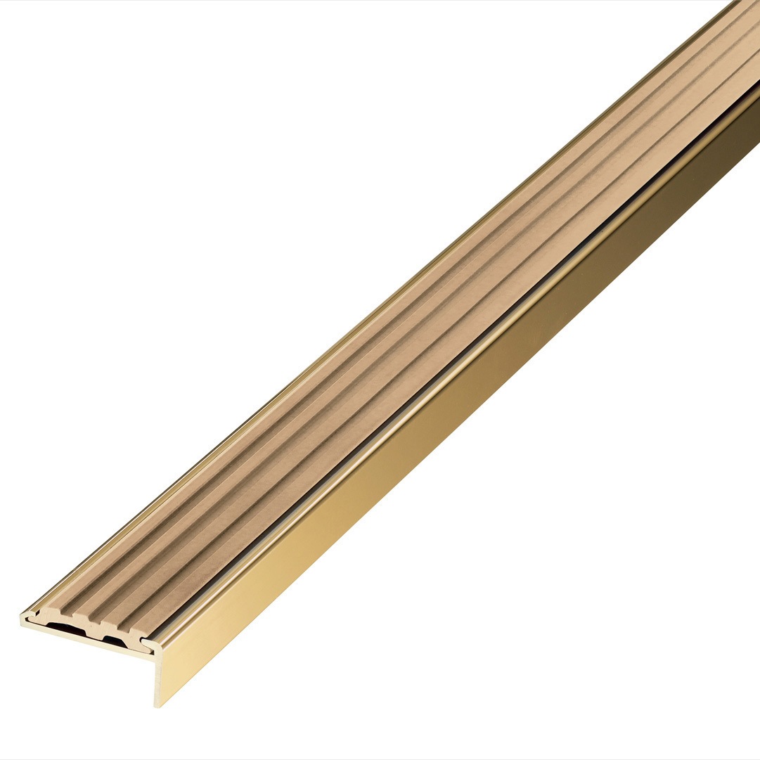 10-135S(D) アシステップ 階段滑り止め 真鍮製ノンスリップ  タイヤ付 塩ビタイル・長尺シート用 アシスト 長さ2m