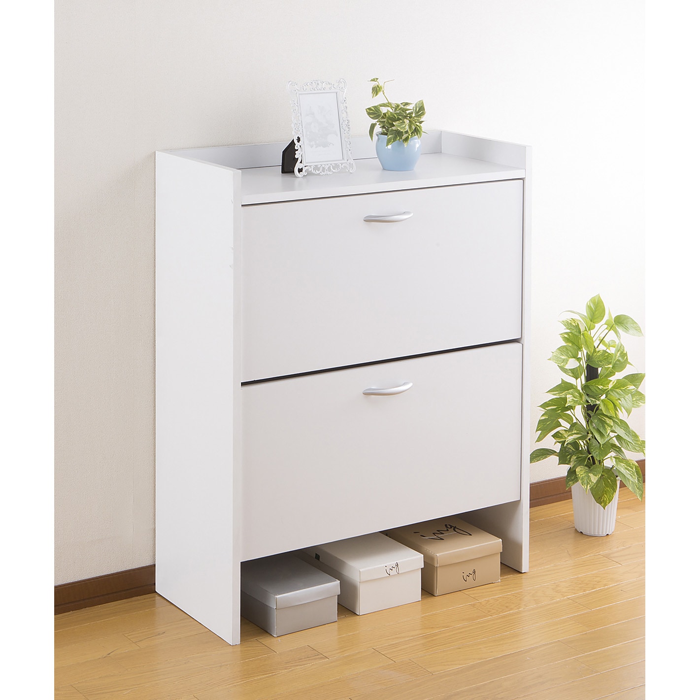 サン・ハーベスト 省スペースシューズラック2段　ダークブラウンシューズボックス 省スペースシューズラック2段 | 【暮らしを演出するインテリア】株式