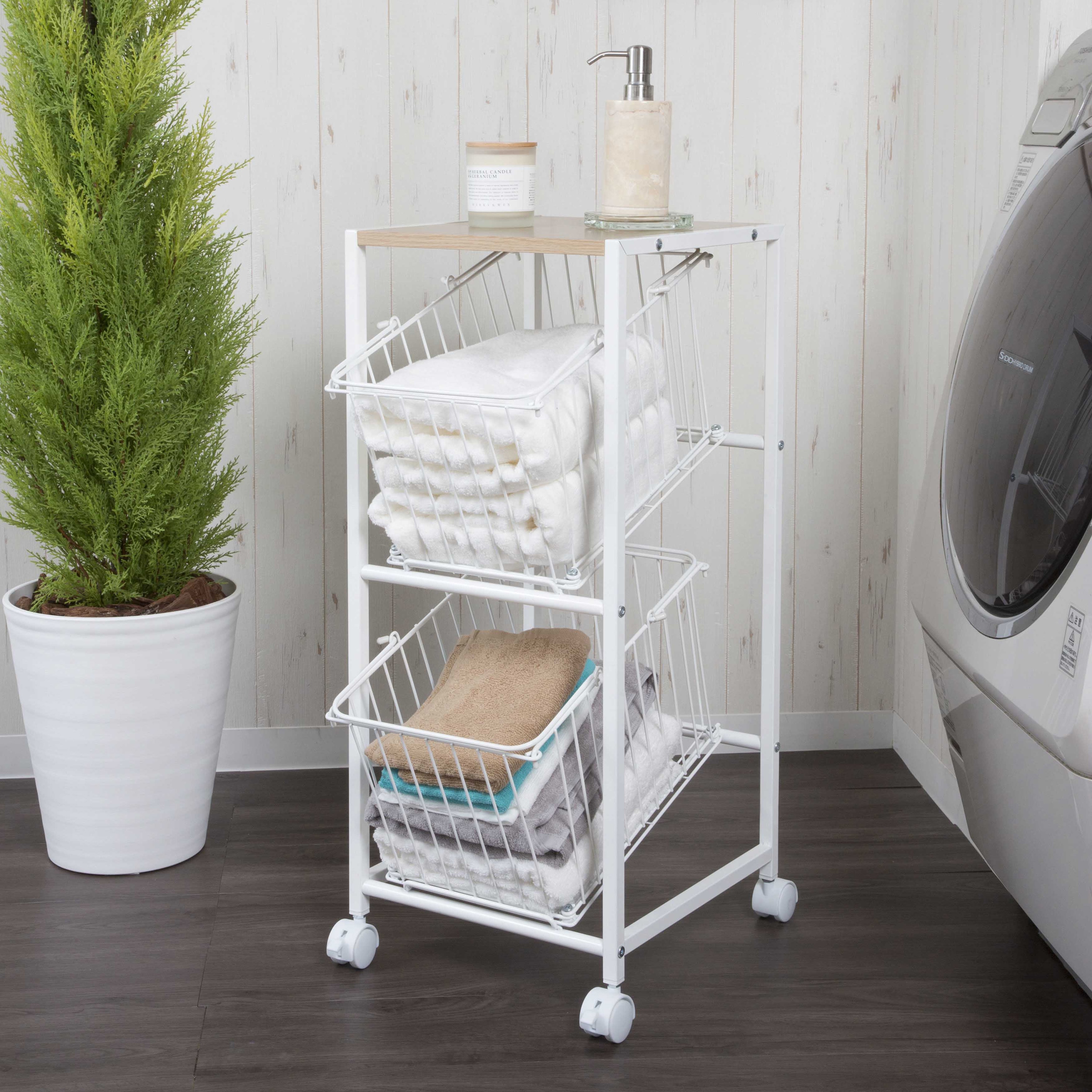 SYM-702 WH ランドリーラック サン・ハーベスト 色WH 幅335mm奥行350mm高さ785mm 8,437円