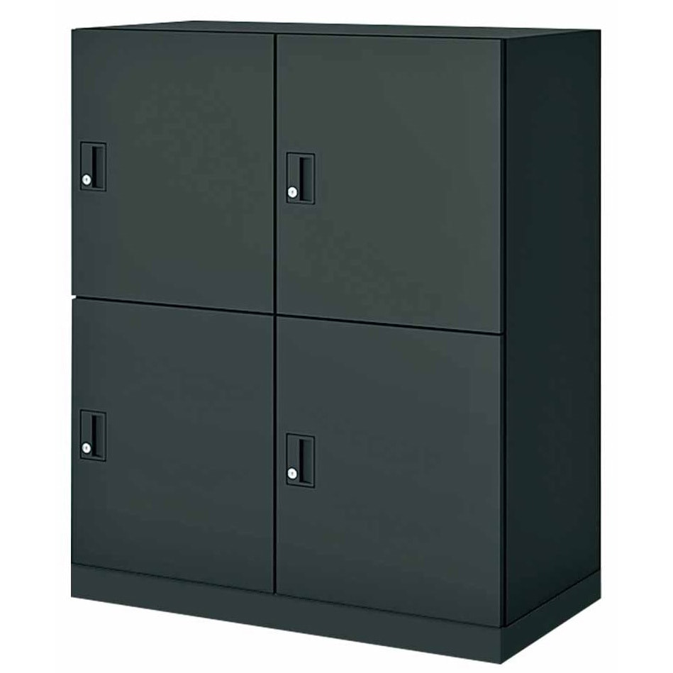 BWU-RN459E6A-K システム収納 エディア ロッカー ベース付きセット(配送・組立サービス付き) コクヨ シリンダー錠 ブラック色 人数4 高さ1110mm間口900mm奥行450mm  BWU-RN459E6A-K