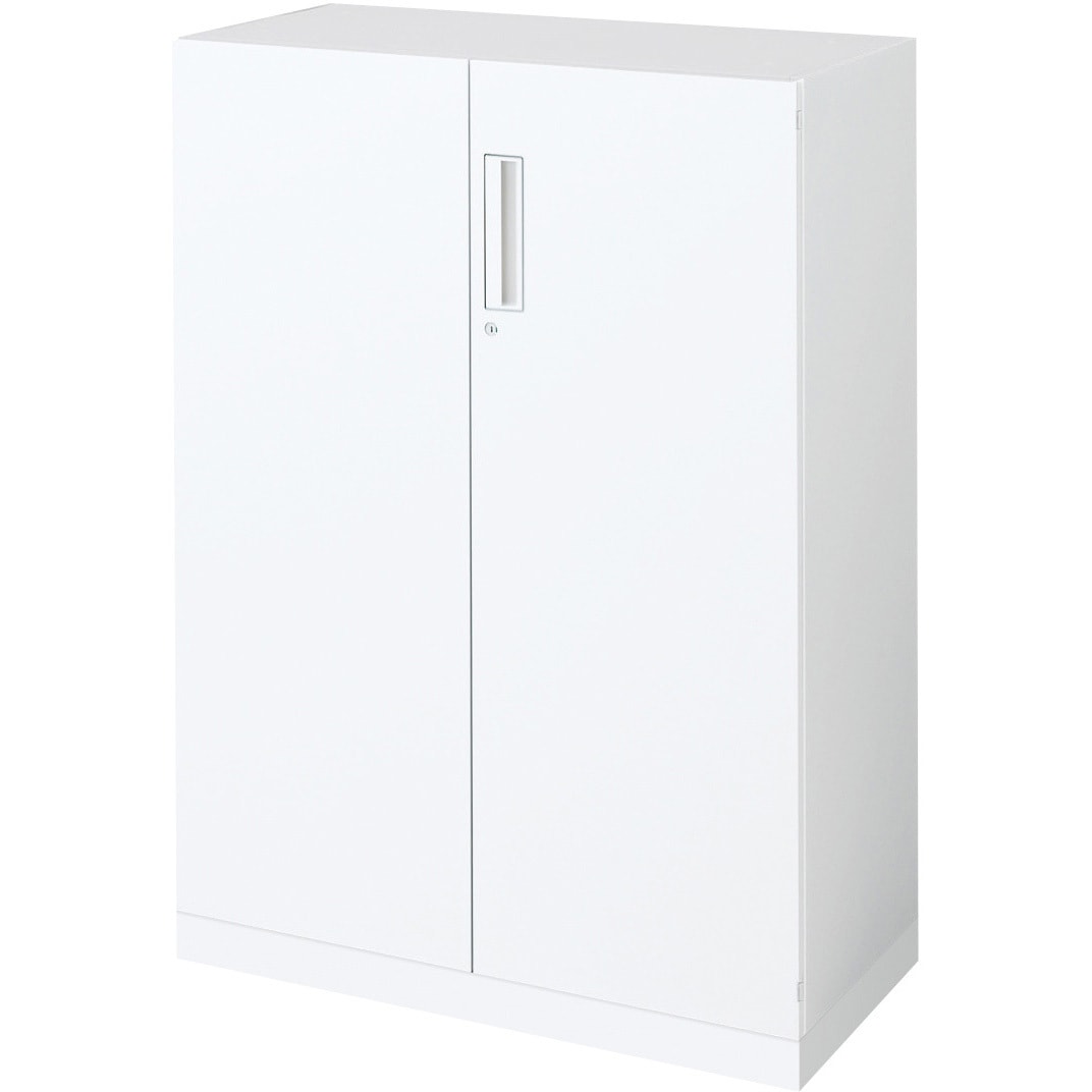 BWU-SD69SAW-K システム収納 エディア 両開き扉 ベース付きセット(配送・組立サービス付き) コクヨ シリンダー錠 ホワイト色 4段 高さ1245mm間口900mm奥行450mm  BWU-SD69SAW-K