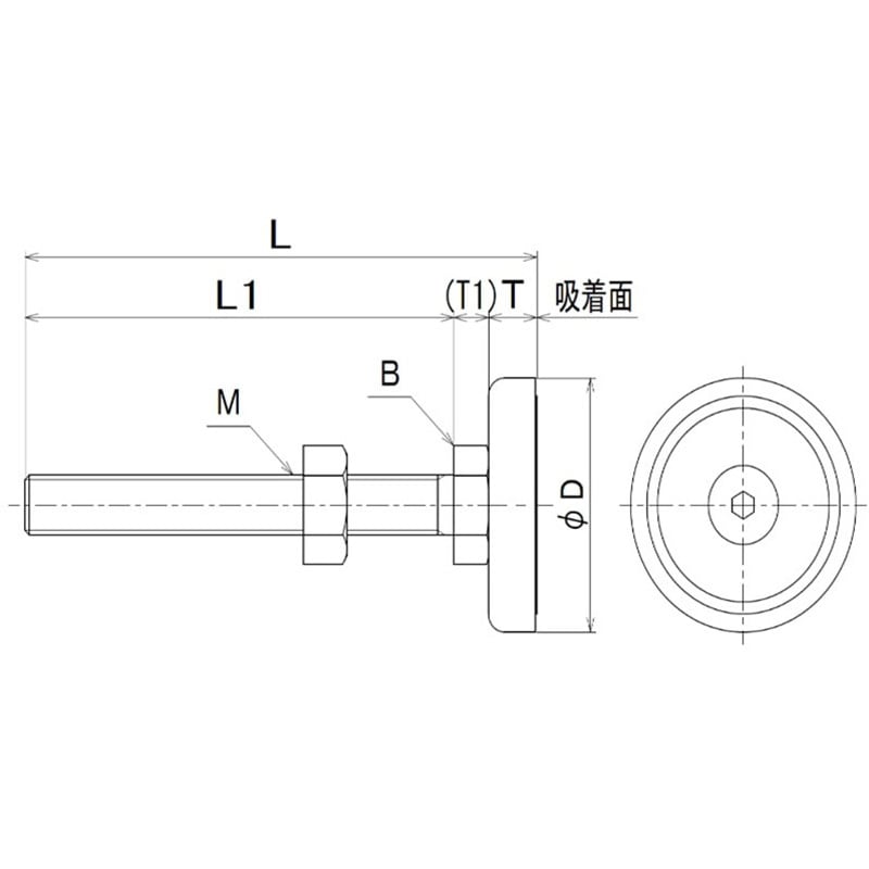 NMHB42-40 マグネット(ネオジキャップ磁石) 丸型六角ボルト 滑り NMHB42-40 マグネット(ネオジキャップ磁石) 丸型六角ボルト 滑り