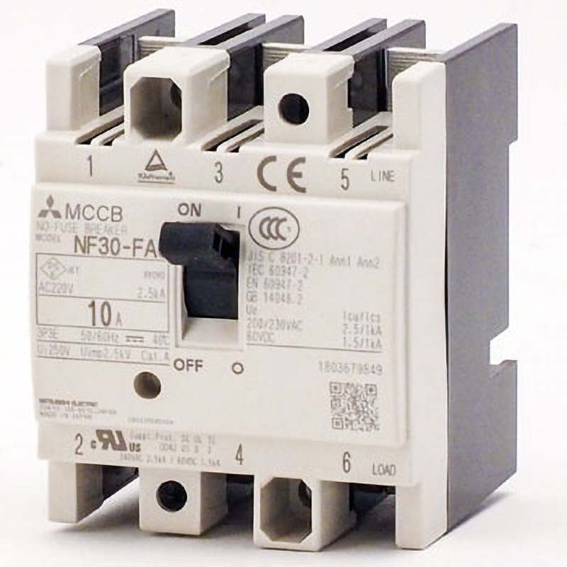 三菱電機　ノーフューズ遮断器 ３P  200A NF30-FAU 3P 10A W 制御盤用ノーヒューズ遮断器 NF-FAUシリーズ