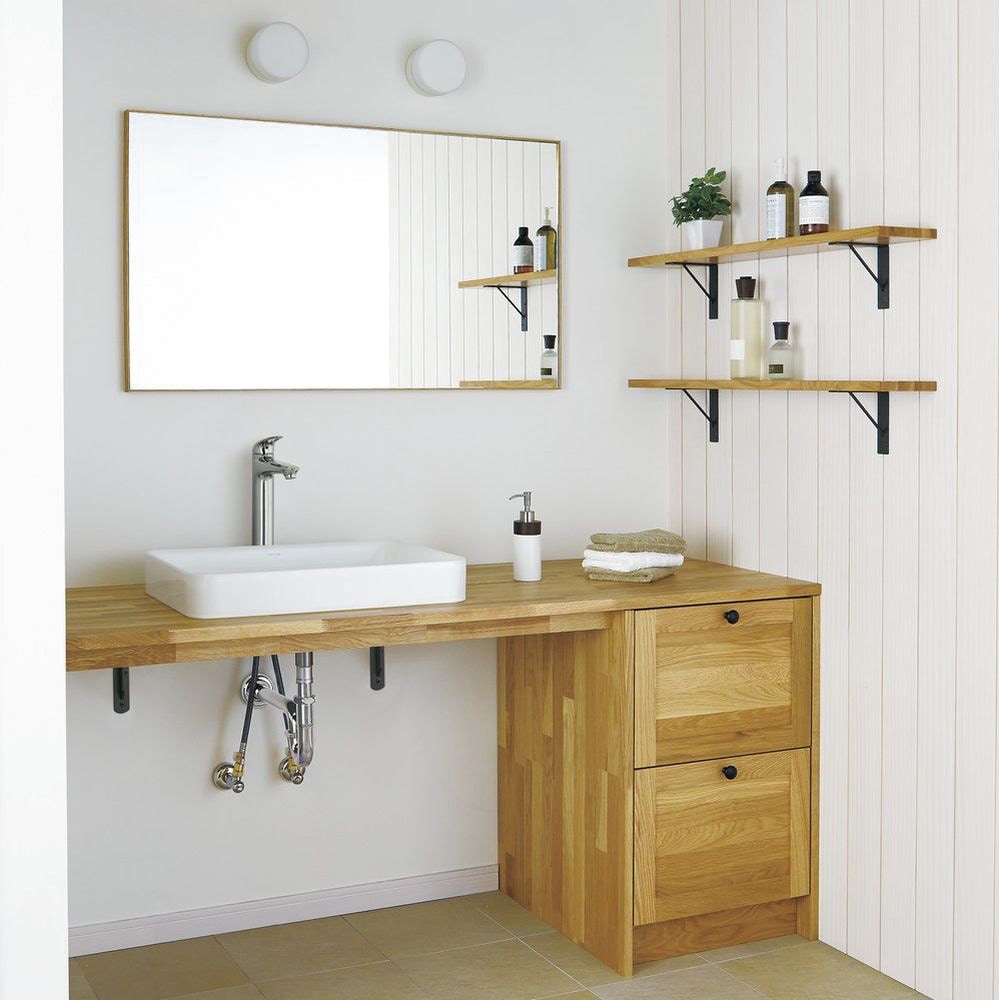 JFJA0MS3-B 無垢の木の洗面台 スリム枠ミラー(大) 1台 ウッドワン