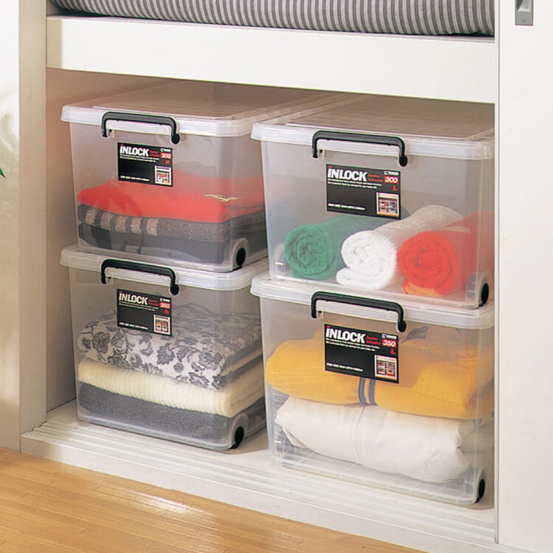 【中古】MINI CONNECT TABLE ウエストンロックブロンズ2個セット INLOCK-350L インロック ロングタイプ 天馬 クリア色 容量80L 外