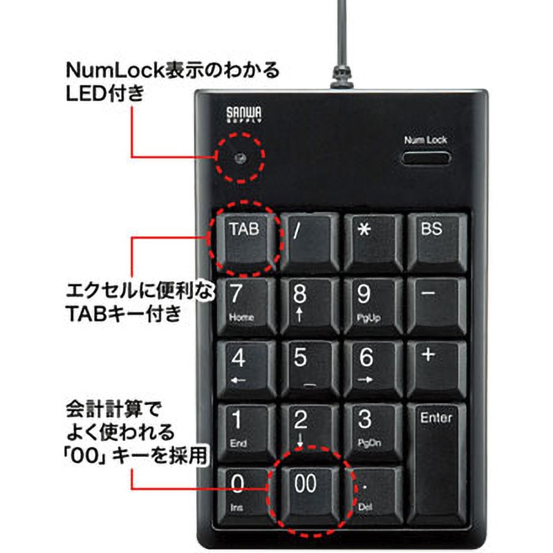 NT-16UBKN USBテンキー サンワサプライ ブラック色 NT-16UBKN