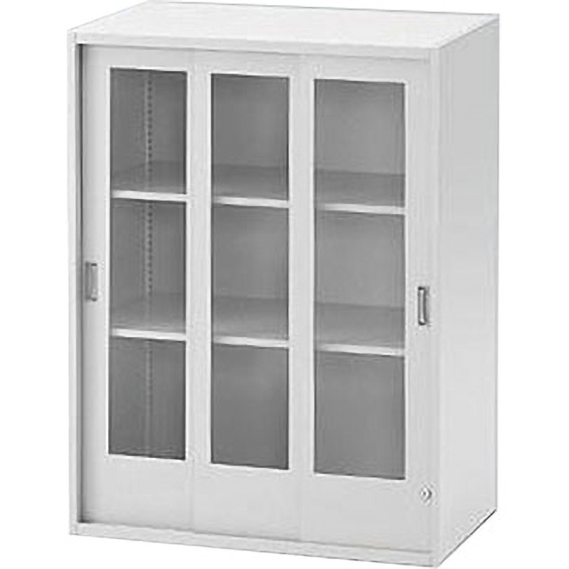 HFM-108RGN-W9 シンラインキャビネット A4シリーズ ガラス3枚引戸型(上段用)＜配送時組立サービス付＞ イトーキ ホワイト色   HFM-108RGN-W9