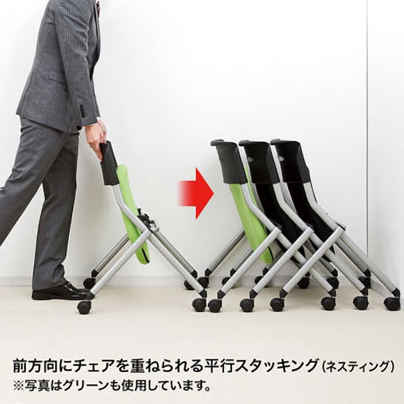 SNC-ST6BK ミーティングチェア サンワサプライ キャスターあり 