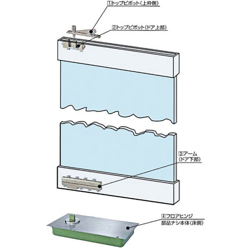 T-181 強化ガラス用フロアヒンジ 中心吊自由開き 1台 DIA 【通販モノタロウ】