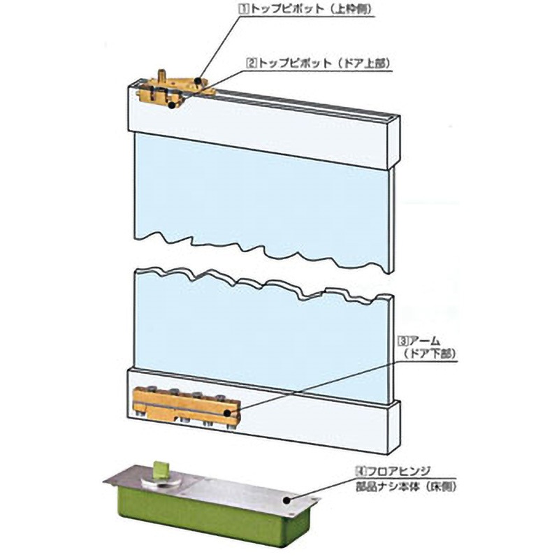 ST-1001G 強化ガラス用フロアヒンジ 中心吊自由開き 1台 大鳥機工 【通販モノタロウ】