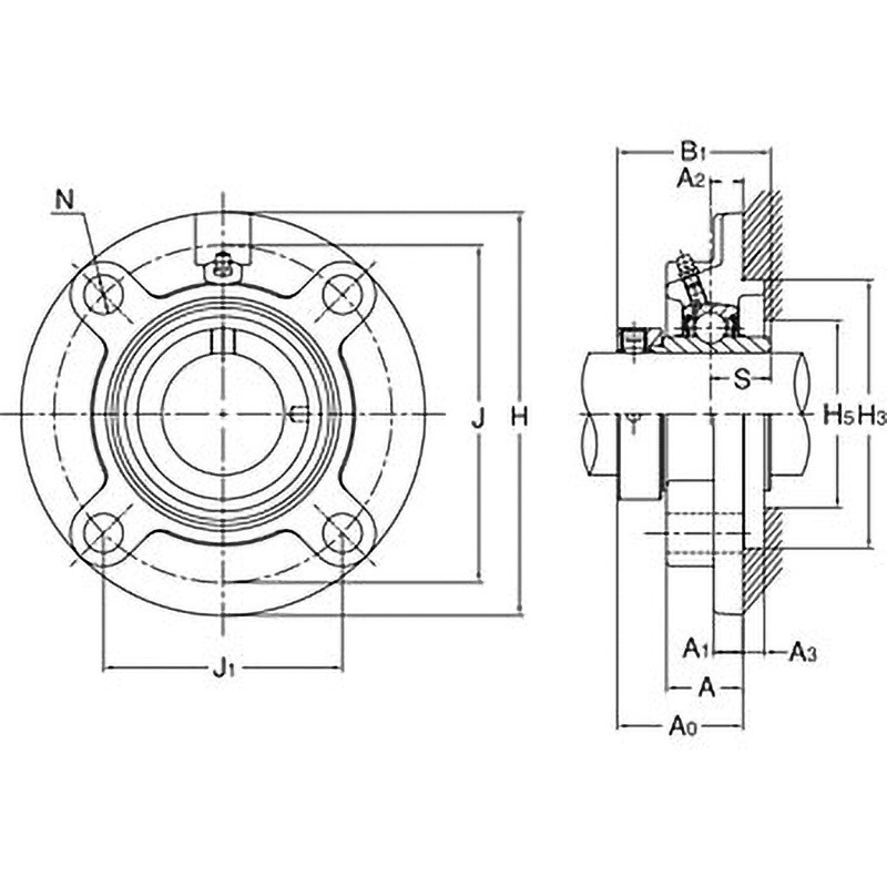 UGFC208 印ろう付き丸フランジ形ユニット 1個 旭精工 【通販モノタロウ】