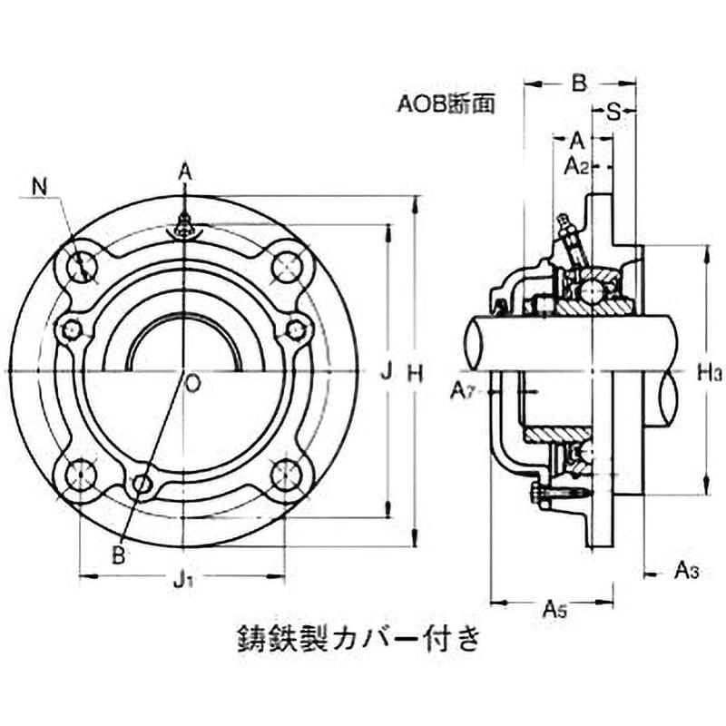 CUCFC210C 印ろう付き丸フランジ形ユニット 鋳鉄製カバー付き 片側