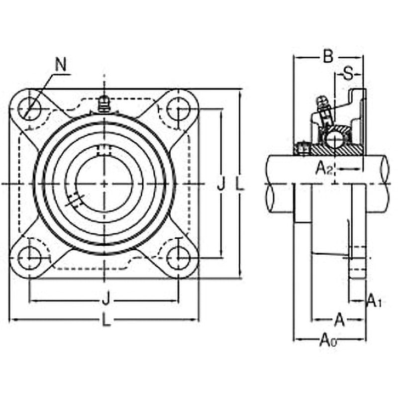 MUCF201VE，Y 角フランジ形ユニット ステンレスシリーズ 片側軸端カバー 1個 旭精工 【通販モノタロウ】