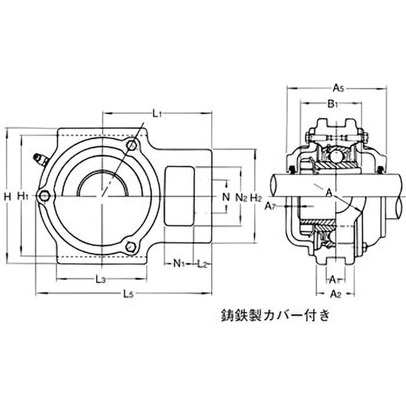 CUKT315C 重荷重用テークアップ形ユニット テーパ穴 鋳鉄製カバー付き 両側共ゴムシール付き 1個 旭精工 【通販モノタロウ】