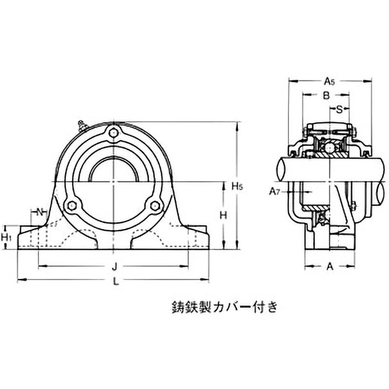 CUCIP314C 重荷重用ピロー形ユニット 鋳鉄製カバー付き 両側共ゴムシール付き 1個 旭精工 【通販モノタロウ】