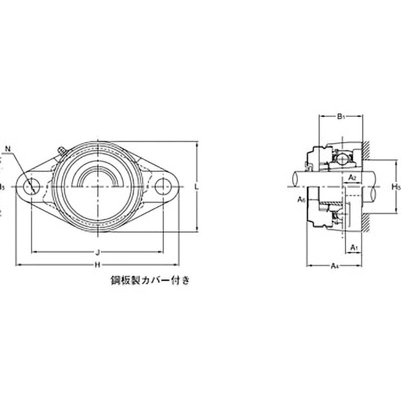 UKFL211C ひしフランジ形ユニット テーパ穴形 鋼鈑製カバー付き 片側ゴムシール付き 1個 旭精工 【通販モノタロウ】