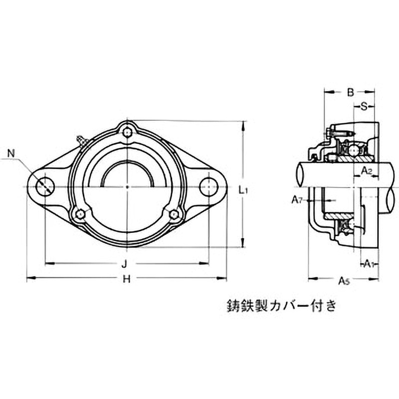 CUCFL215CE ひしフランジ形ユニット 鋳鉄製カバー付き 片側軸端 1個 旭精工 【通販モノタロウ】