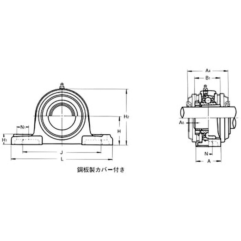 UKP209E ピロー形ユニット テーパ穴形 鋼鈑製カバー付き 片側軸端 1個 旭精工 【通販モノタロウ】