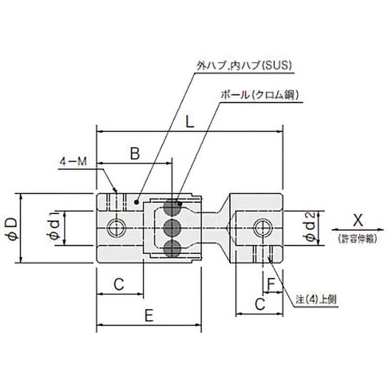 MBS11-5-5 ボールカップリング MBSタイプ アサ電子工業 外径11mm MBS11-5-5 ボールカップリング MBSタイプ アサ電子工業 外径11mm