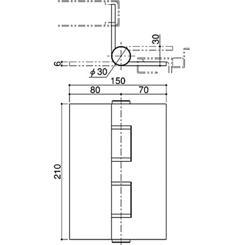 DH-340S-3 重量用丁番 SYS(シブタニ) 旗丁番 幅150mm長さ210mm