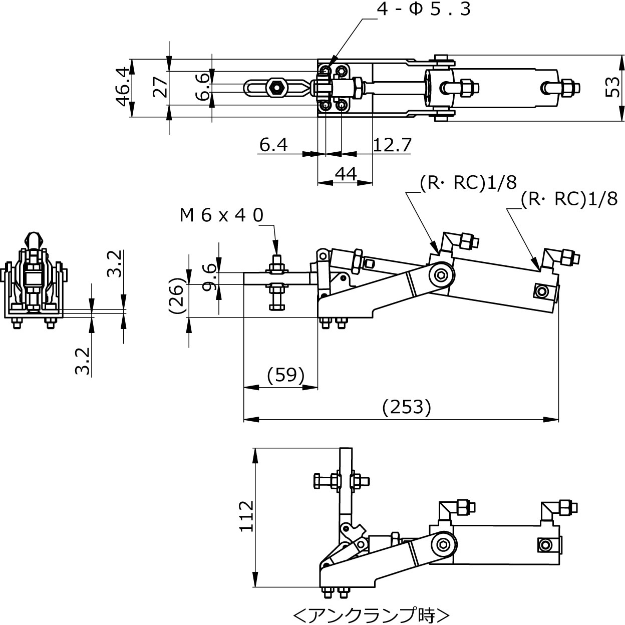 No.AC250 下方押え型エアークランプ 1個 カクタ 【通販モノタロウ】