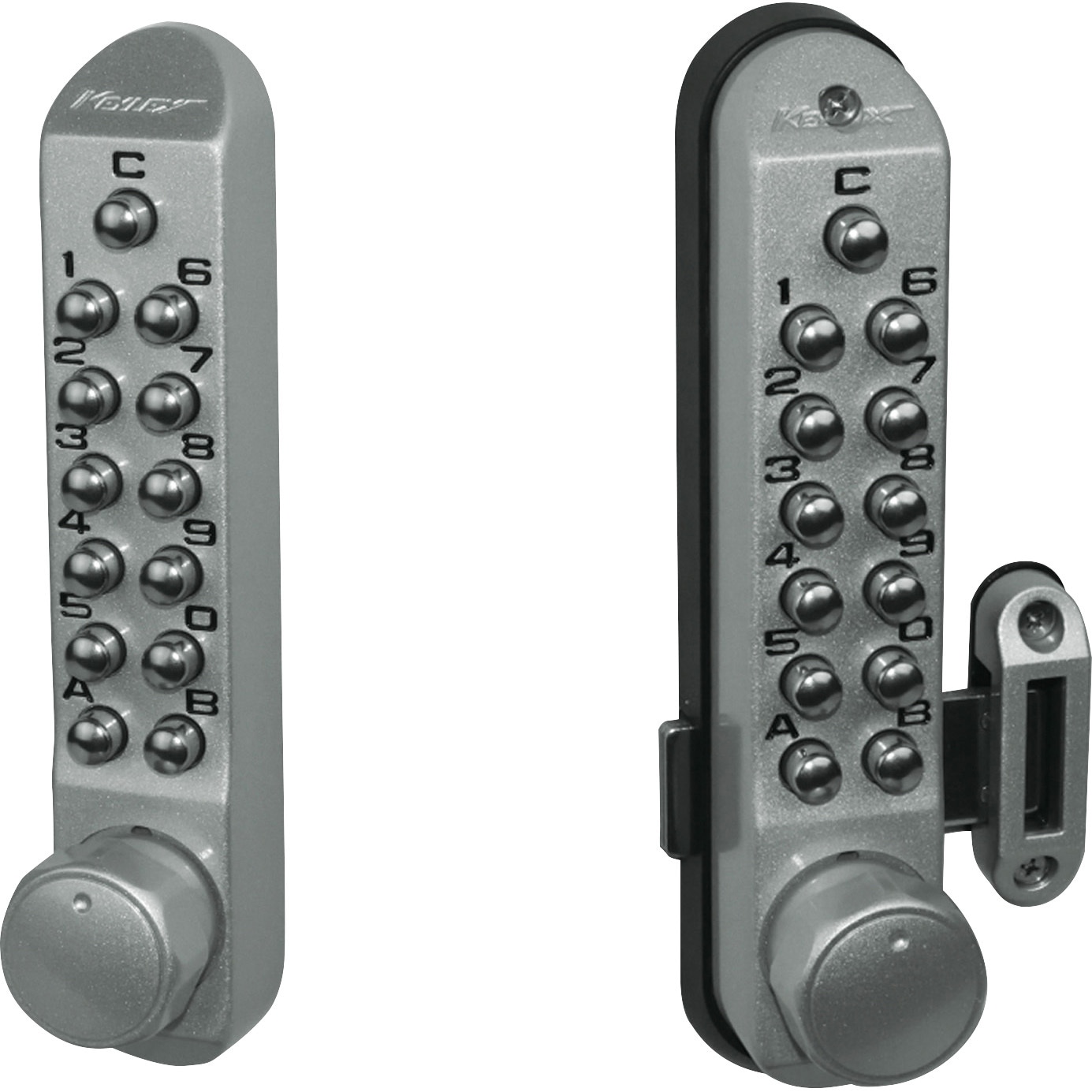 NK592T  MS0 面付本締錠両面ボタンキーレックス 長沢製作所 メタリックシルバー色 適合扉厚30～45mm  NK592T  MS0