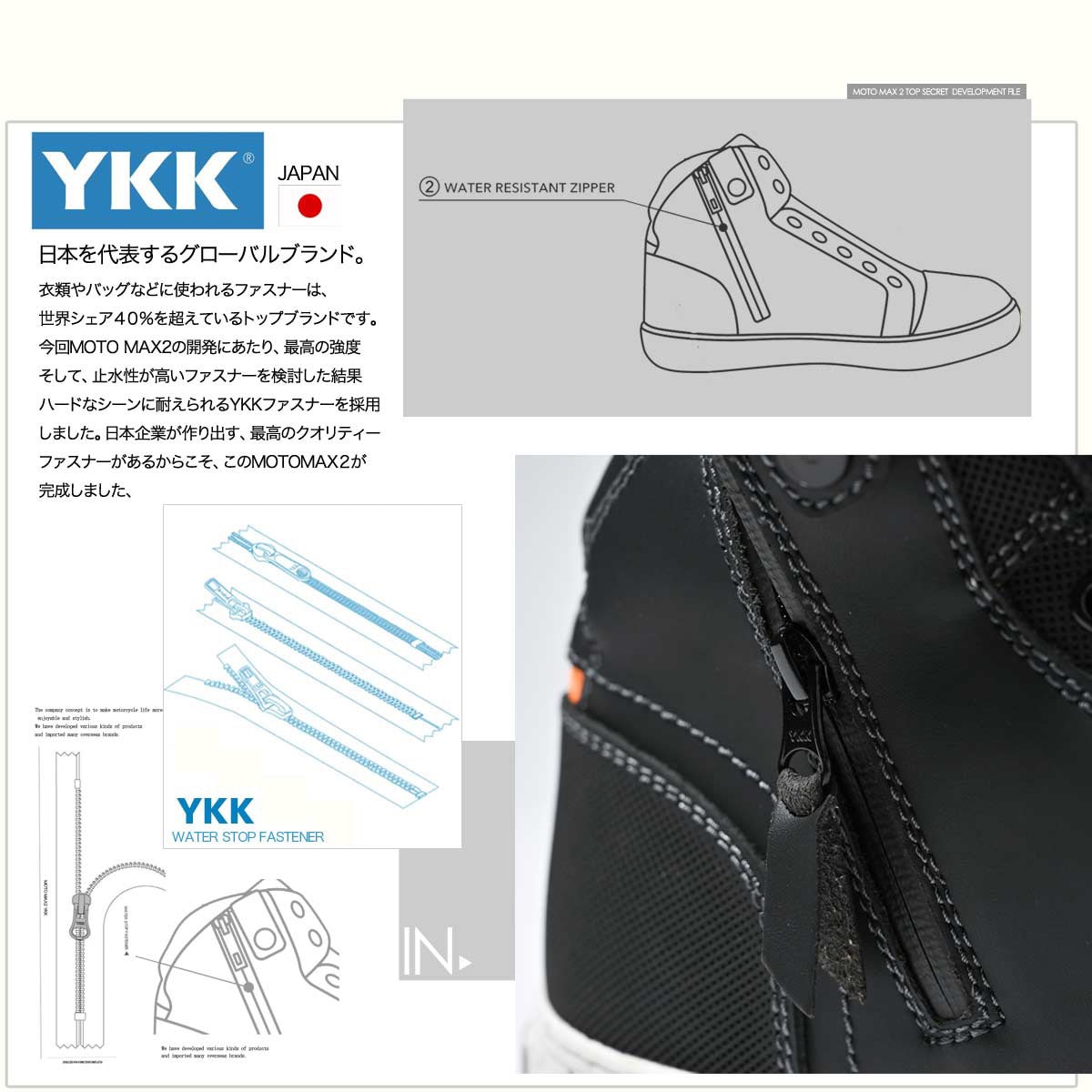 MM2-BK-26 バイク シューズ プロテクター入 MOTO-MAX2 1個 RIDEZ