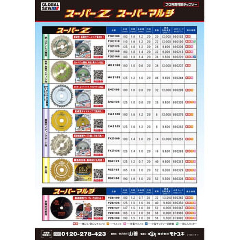 FOZ-160 GLOBAL SAW スーパーZ 鉄・ステンレス用チップソー モトユキ 