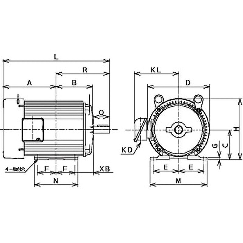 FEQ-PS-3.7KW-4P プレミアム効率(IE3)対応モータ マイティエコノ 全閉外扇脚取付屋内形 4極 ニデックテクノモータ 交流  200/220V 出力3.7kW - 【通販モノタロウ】