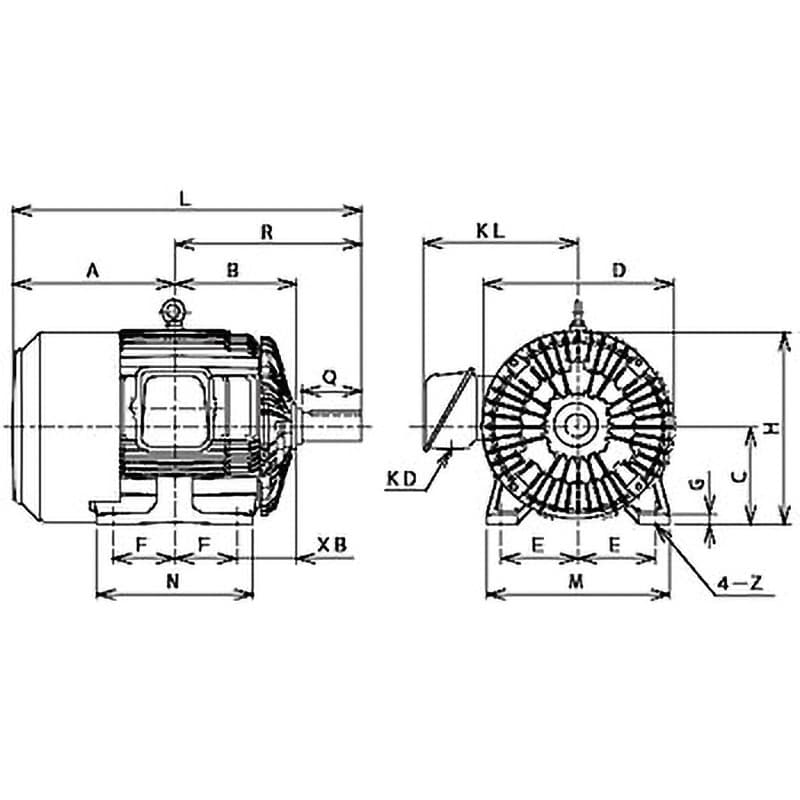 FEK-P-30KW-2P プレミアム効率(IE3)対応モータ マイティエコノ 全閉外扇脚取付屋内形 2極 ニデックテクノモータ 交流  200/220/400/440V 出力30kW - 【通販モノタロウ】