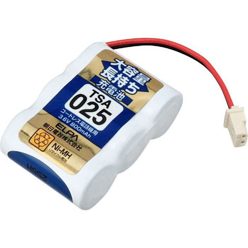 TSA-025 大容量長持ち電話機用充電池 1個 ELPA 【通販モノタロウ】